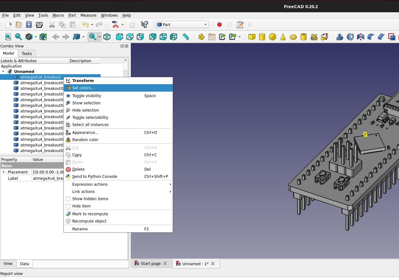 Image showing how to set the body color of an imported CAD file solid body